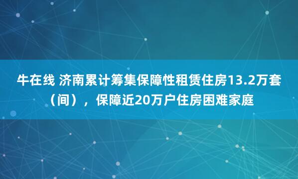 牛在线 济南累计筹集保障性租赁住房13.2万套（间），保障近20万户住房困难家庭